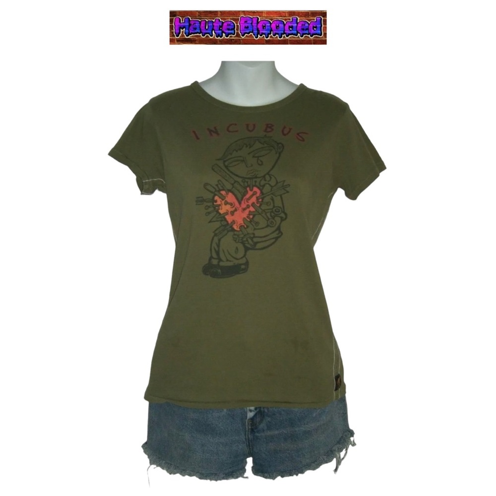 Limited Edition Trunk LTD Army Green Broken Heart Incubus Band Tee Shirt Sz L - Picture 1 of 9